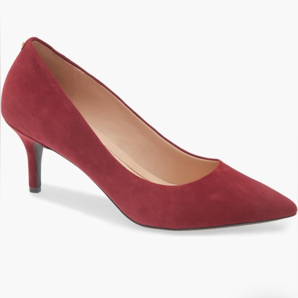 Cole Haan Burgundy Suede Leather Pointed Toe Pumps sz 8B NWT MSRP $180